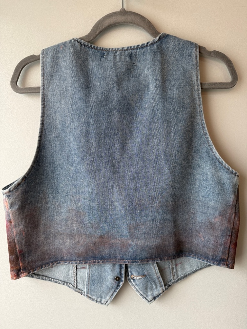 Drop Cloth Painted Denim Vest - Multicolor oversized s-l magnolia pearl 80’s - Picture 2 of 4